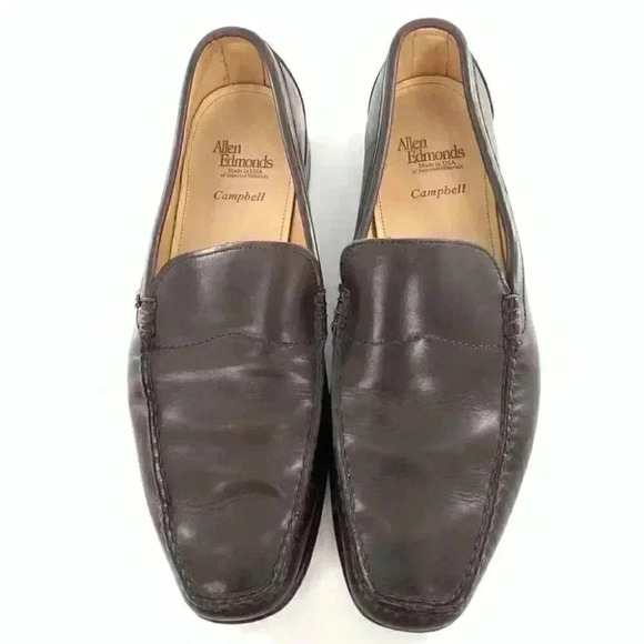 Allen Edmonds Campbell mens loafers size 9.5 D brown leather slip on main image 6